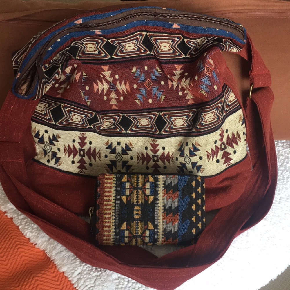 Cloth cross body - Aztec design with wallet set